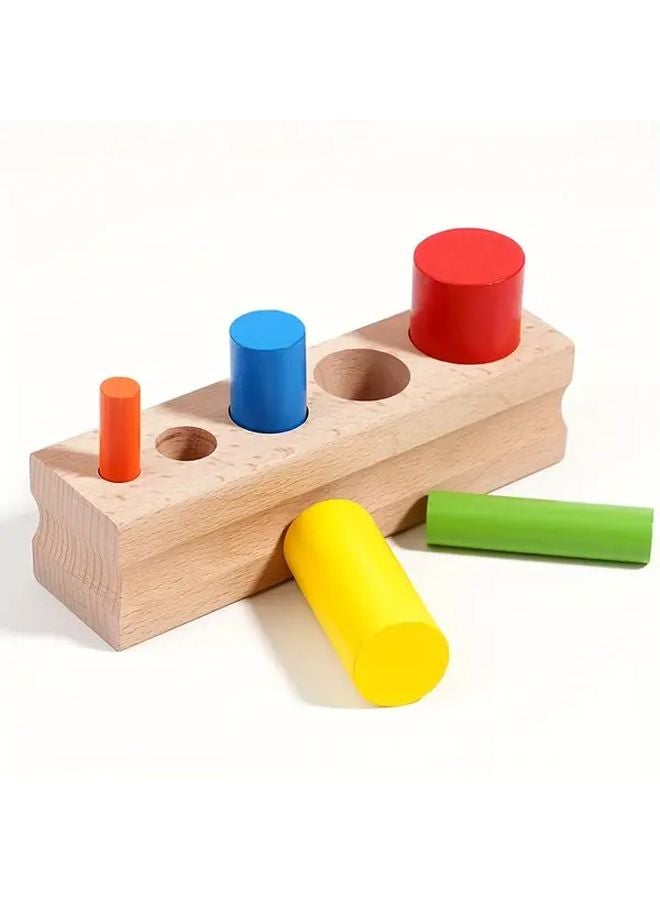 Wooden Cylindrical Socket Toy Color Pegs Fine Motor Skills Educational Toddler Activity - Image 2