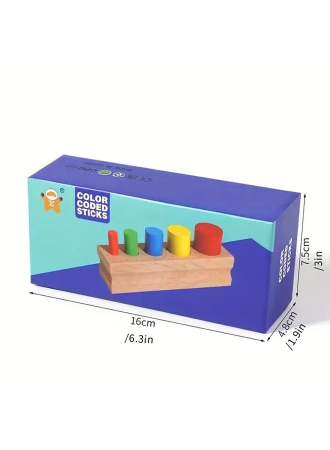 Wooden Cylindrical Socket Toy Color Pegs Fine Motor Skills Educational Toddler Activity - Image 3