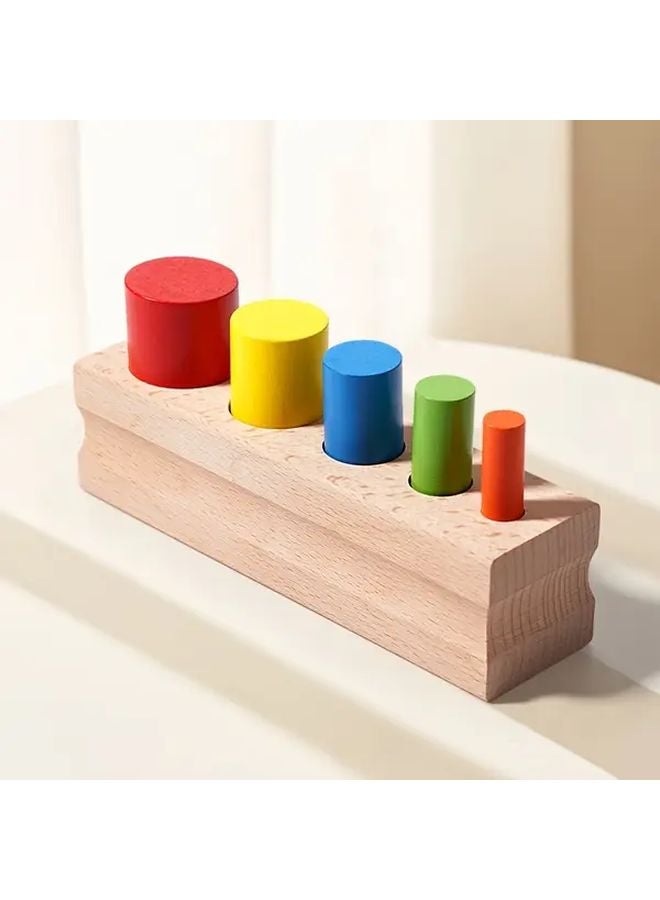 Wooden Cylindrical Socket Toy Color Pegs Fine Motor Skills Educational Toddler Activity - Image 4