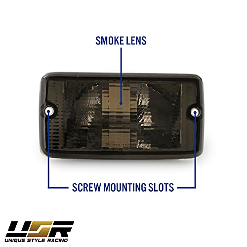 USR UNIQUE STYLE RACING USR Side Marker Lights - 4 Pieces COMBO Smoke Lens Bumper Turn Signal Lamps + Fender Side Markers Set Compatible with 1997-2006 Wrangler TJ Chass (Smoked with x4 Amber Bulbs Included) - Image 5