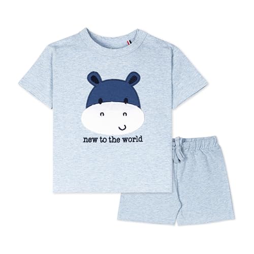 ARIEL Baby Boys & Baby girls Cotton Printed Round Neck Half Sleeve T-shirt & Short Trendy Summer Clothing Sets (New2Wrld-9-12 months) - Image 1