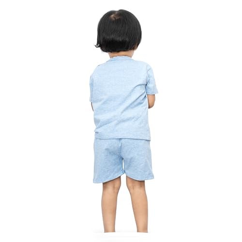 ARIEL Baby Boys & Baby girls Cotton Printed Round Neck Half Sleeve T-shirt & Short Trendy Summer Clothing Sets (New2Wrld-9-12 months) - Image 4