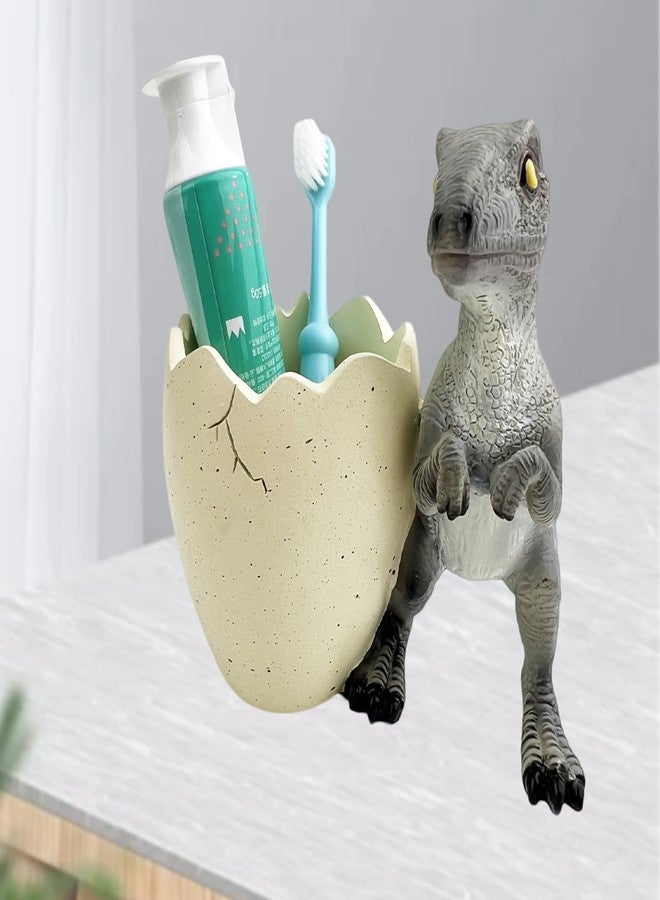 FlidRunest Dinosaur Toothbrush Holder, Resin Toothbrush and Toothpaste Holder Organizer for Kids, Easy to Clean, Funny Dinosaur Cup for Pen Pencil Toothbrush, Toothbrush Holders for Bathrooms - Image 3