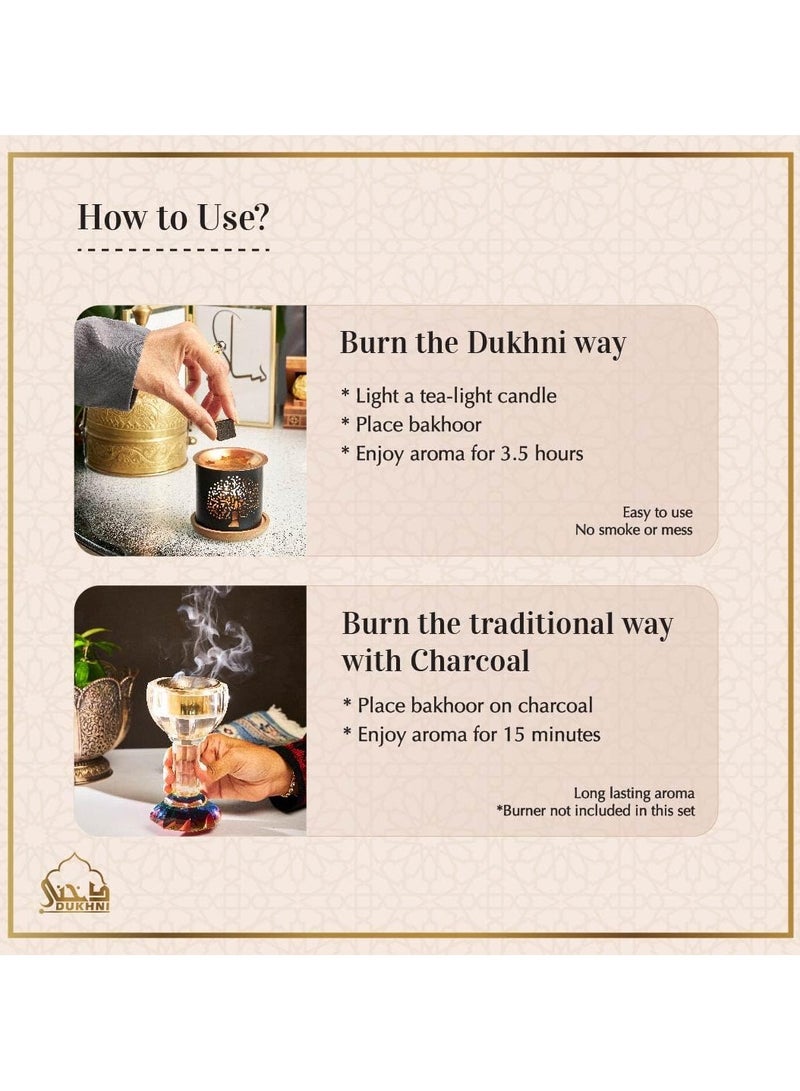 Dukhni Oud Al Saher Bakhoor 3 boxes x 9 Piece each | Arabic Bakhoor Incense | Sandalwood Blend | Perfect for Prayer Time | To Relax & Meditate | Handmade Traditional recipe - Image 5