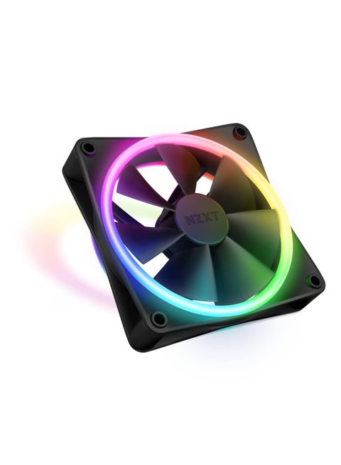NZXT F120 RGB Duo - 120mm Dual-Sided RGB Fan – 20 Individually Addressable LEDs – Balanced Airflow and Static Pressure – Fluid Dynamic Bearing – PWM Control – Anti-Vibration Rubber Corners – Black