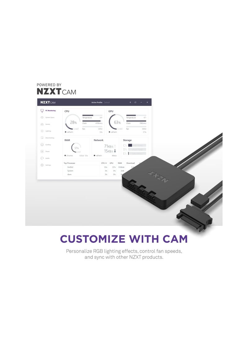 NZXT F120 RGB Duo - 120mm Dual-Sided RGB Fan – 20 Individually Addressable LEDs – Balanced Airflow and Static Pressure – Fluid Dynamic Bearing – PWM Control – Anti-Vibration Rubber Corners – Black