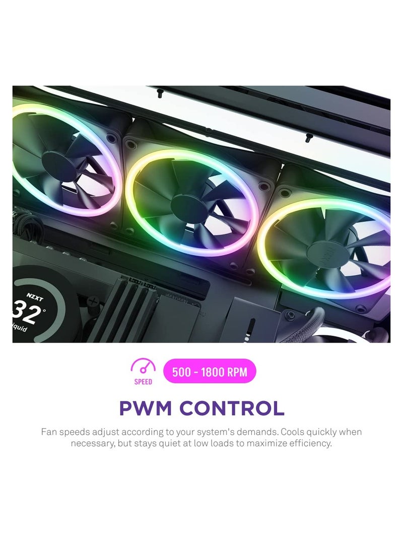 NZXT F120 RGB Duo - 120mm Dual-Sided RGB Fan – 20 Individually Addressable LEDs – Balanced Airflow and Static Pressure – Fluid Dynamic Bearing – PWM Control – Anti-Vibration Rubber Corners – Black