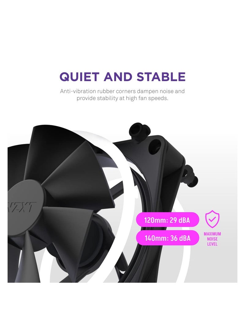 NZXT F120 RGB Duo - 120mm Dual-Sided RGB Fan – 20 Individually Addressable LEDs – Balanced Airflow and Static Pressure – Fluid Dynamic Bearing – PWM Control – Anti-Vibration Rubber Corners – Black