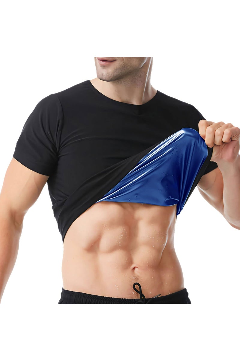 CMGTYYD Sauna Shirt For Men Short Sleeve Sauna Suit For Men Weight Loss Sweat Body Shaper For Men Gym Exercise Sauna Top L - Image 1