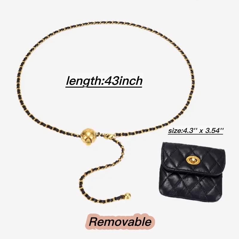 YZHZOM small womens belt purse with min belt bag Leather Chain Belt Bag for Women Detachable Belt Chain Bag - Image 4