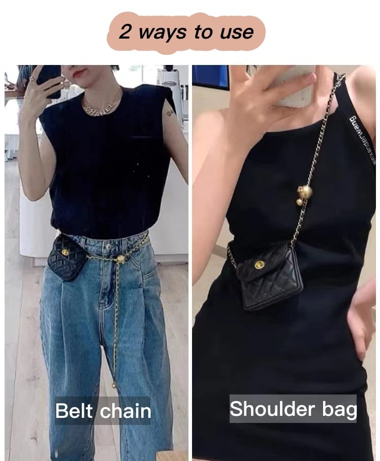 YZHZOM small womens belt purse with min belt bag Leather Chain Belt Bag for Women Detachable Belt Chain Bag - Image 2