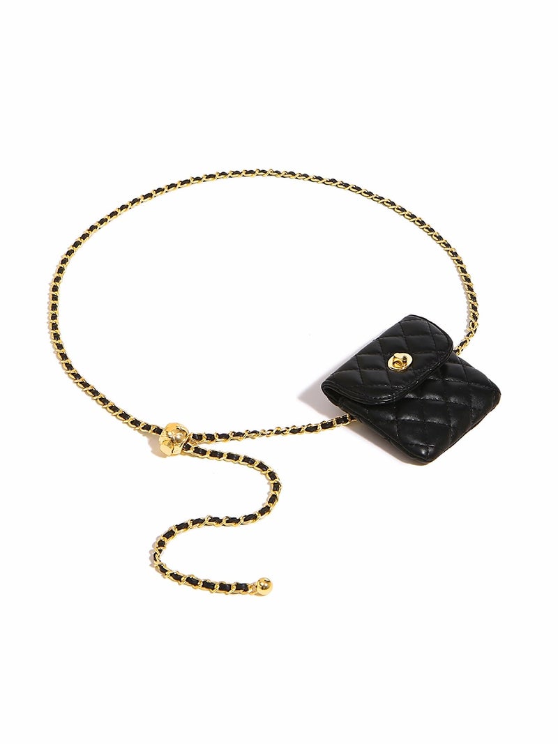 YZHZOM small womens belt purse with min belt bag Leather Chain Belt Bag for Women Detachable Belt Chain Bag - Image 1