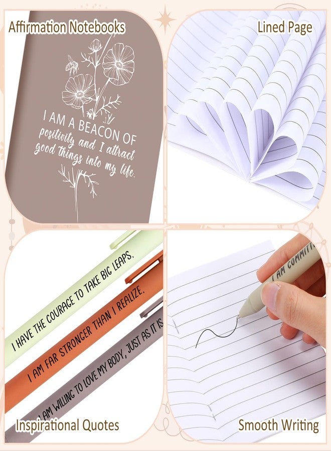 Mooliwe 24 Set/48 Pcs Positive Affirmation Gift Set Gratitude Notebooks with Pens Small Bags Motivational Encouragement Notepads Daily Affirmations Journal for Women Stress Relief Self Care (Fresh) - Image 3