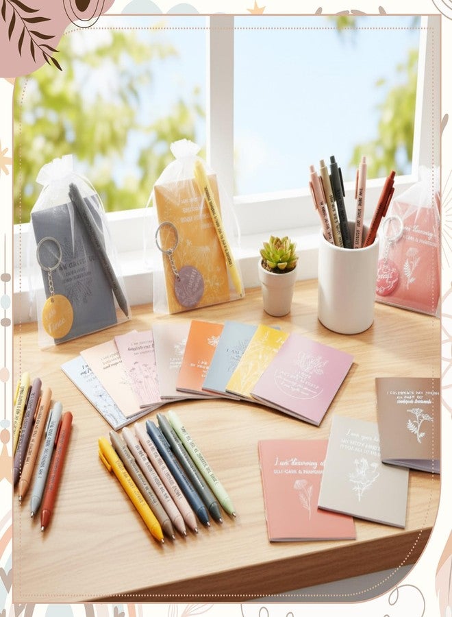 Mooliwe 24 Set/48 Pcs Positive Affirmation Gift Set Gratitude Notebooks with Pens Small Bags Motivational Encouragement Notepads Daily Affirmations Journal for Women Stress Relief Self Care (Fresh) - Image 4