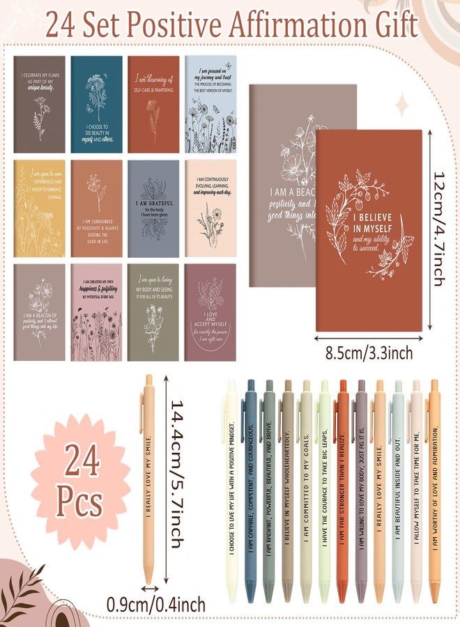 Mooliwe 24 Set/48 Pcs Positive Affirmation Gift Set Gratitude Notebooks with Pens Small Bags Motivational Encouragement Notepads Daily Affirmations Journal for Women Stress Relief Self Care (Fresh) - Image 2