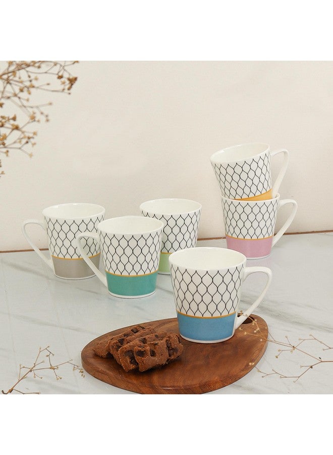 Femora Ceramic Multicolor Cups Set of 6, 180ML, Microwave Safe - Image 1