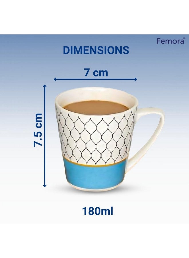 Femora Ceramic Multicolor Cups Set of 6, 180ML, Microwave Safe - Image 3