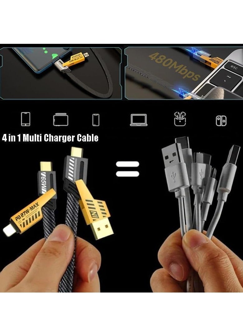 4 in 1 Multi Charging Cable, 120CM [65W] Fast Charging for iPhone 16/15/14/13 Pro Max, Airpods, iWatch, iPad, MacBook, Samsung S24/S23/S22 & Google, 2M Length