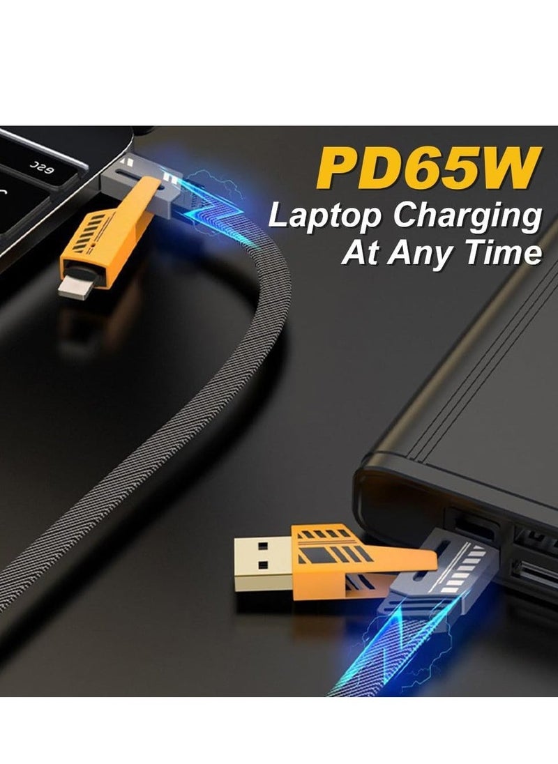 4 in 1 Multi Charging Cable, 120CM [65W] Fast Charging for iPhone 16/15/14/13 Pro Max, Airpods, iWatch, iPad, MacBook, Samsung S24/S23/S22 & Google, 2M Length