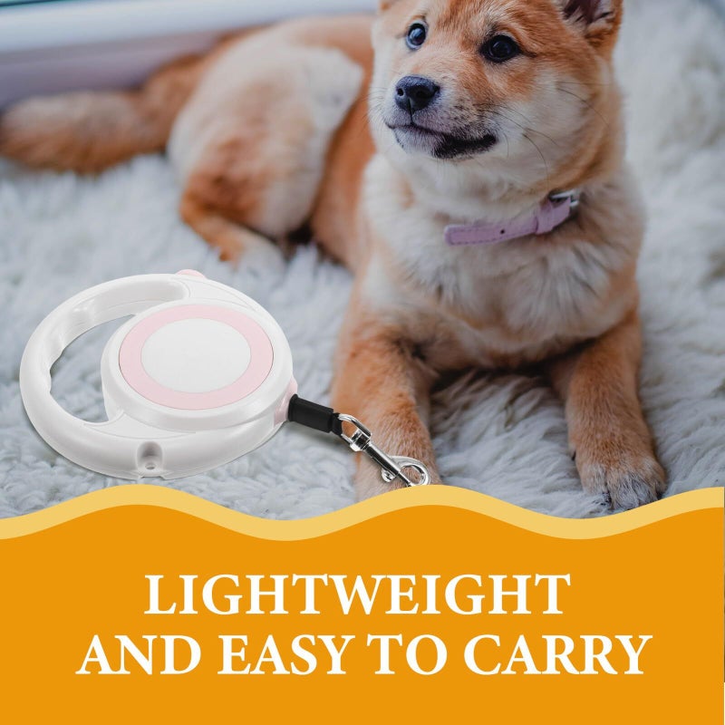 Handle For Small Medium Dogs Retractable Dog Leash Pink White Adjustable Telescopic Rope Leash With Anti Slip Handle Lightweight Pet Walking Accessory - Image 4