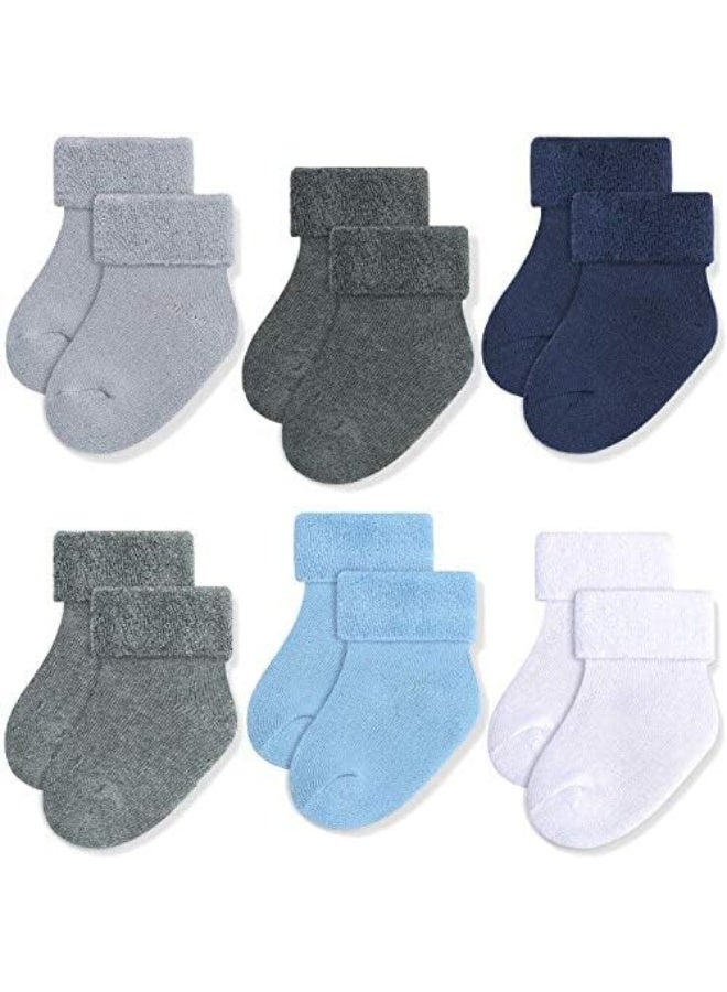JAKIDAR JAKIDAR 6 Pairs Baby Socks for Infant Newborn Thick Warm Socks Cotton Sock Shoes - Image 1