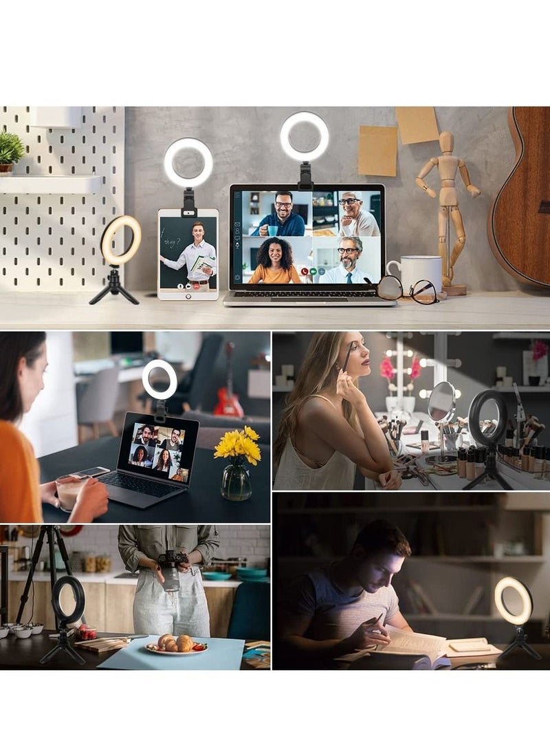 Y&D - LED Ring Light with Tripod Stand & Phone Holder for Live Streaming YouTube Video, Dimmable Desk Makeup Photography, Shooting 3 Modes 10 Brightness Level (5 inch) - Image 1