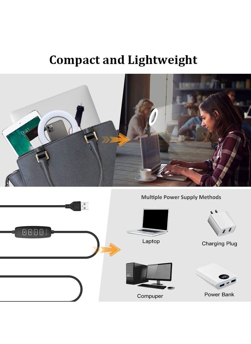 Y&D - LED Ring Light with Tripod Stand & Phone Holder for Live Streaming YouTube Video, Dimmable Desk Makeup Photography, Shooting 3 Modes 10 Brightness Level (5 inch) - Image 1