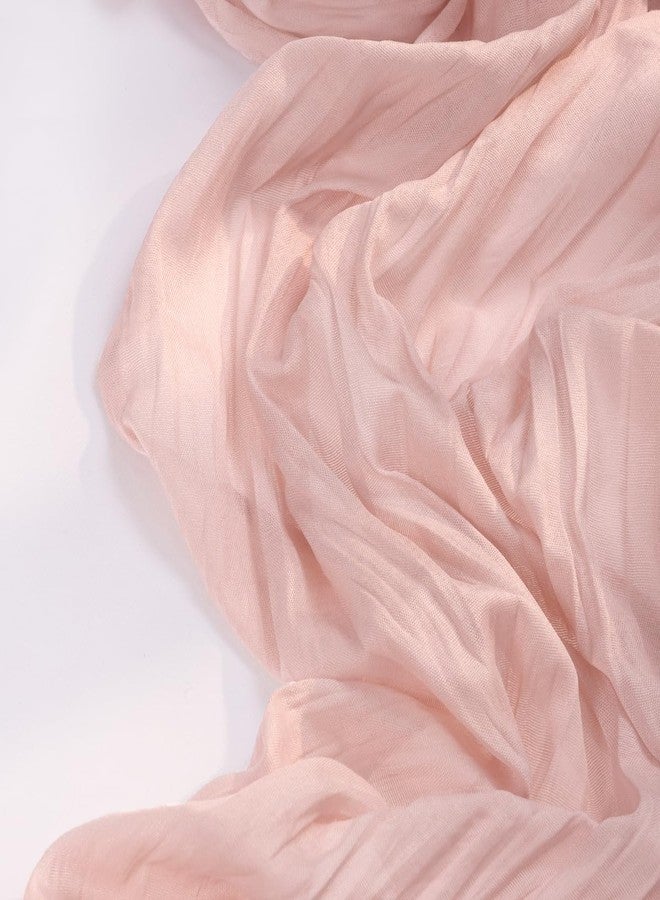 DeZerlor Pink Cheesecloth Table Runner Christmas Table Runner Boho Gauze 120 Inches Light Pink Cheese Cloth Table Decor for Xmas Holiday Season Wedding Bridal Girl Baby Shower Sweet 16 Party - Image 3