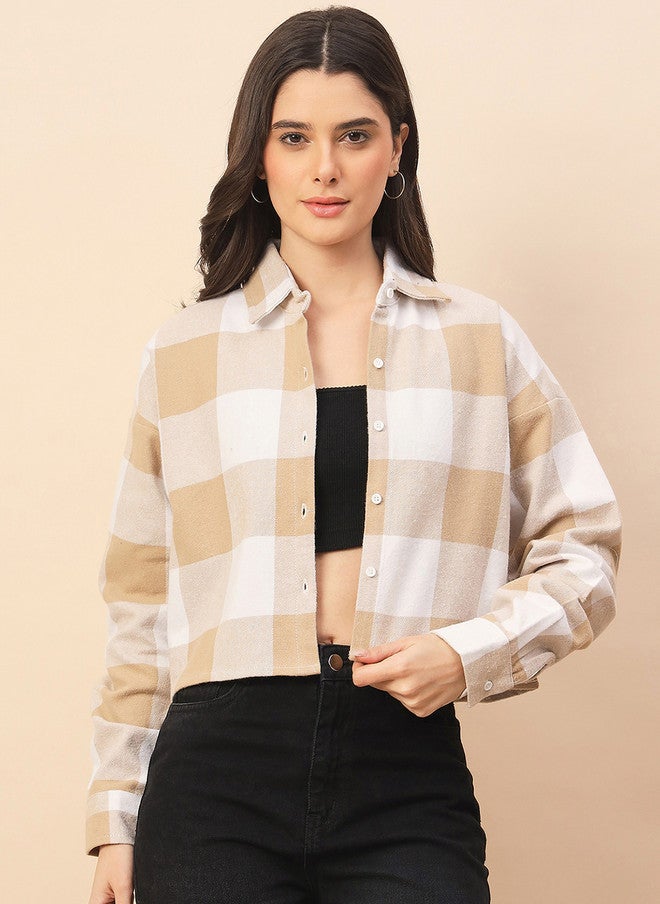CHIMPAAANZEE Women Buffalo Checks Checked Oversized Casual Shirt - Image 5