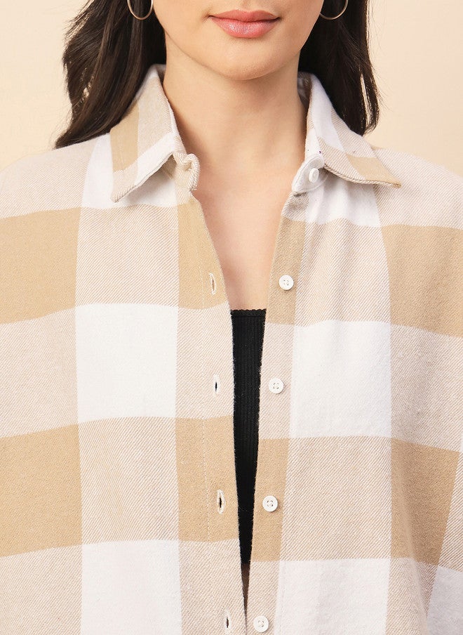 CHIMPAAANZEE Women Buffalo Checks Checked Oversized Casual Shirt - Image 4