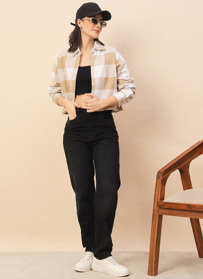CHIMPAAANZEE Women Buffalo Checks Checked Oversized Casual Shirt - Image 2