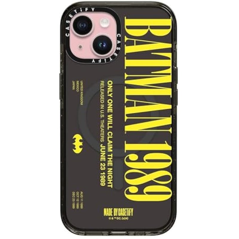 Casetify Impact iPhone 15 Case 【Batman Co-Lab / 4X Military Grade Drop Tested / 8.2ft Drop Protection/Compatible with Magsafe】 - Batman 1989 - Clear Black - Image 1