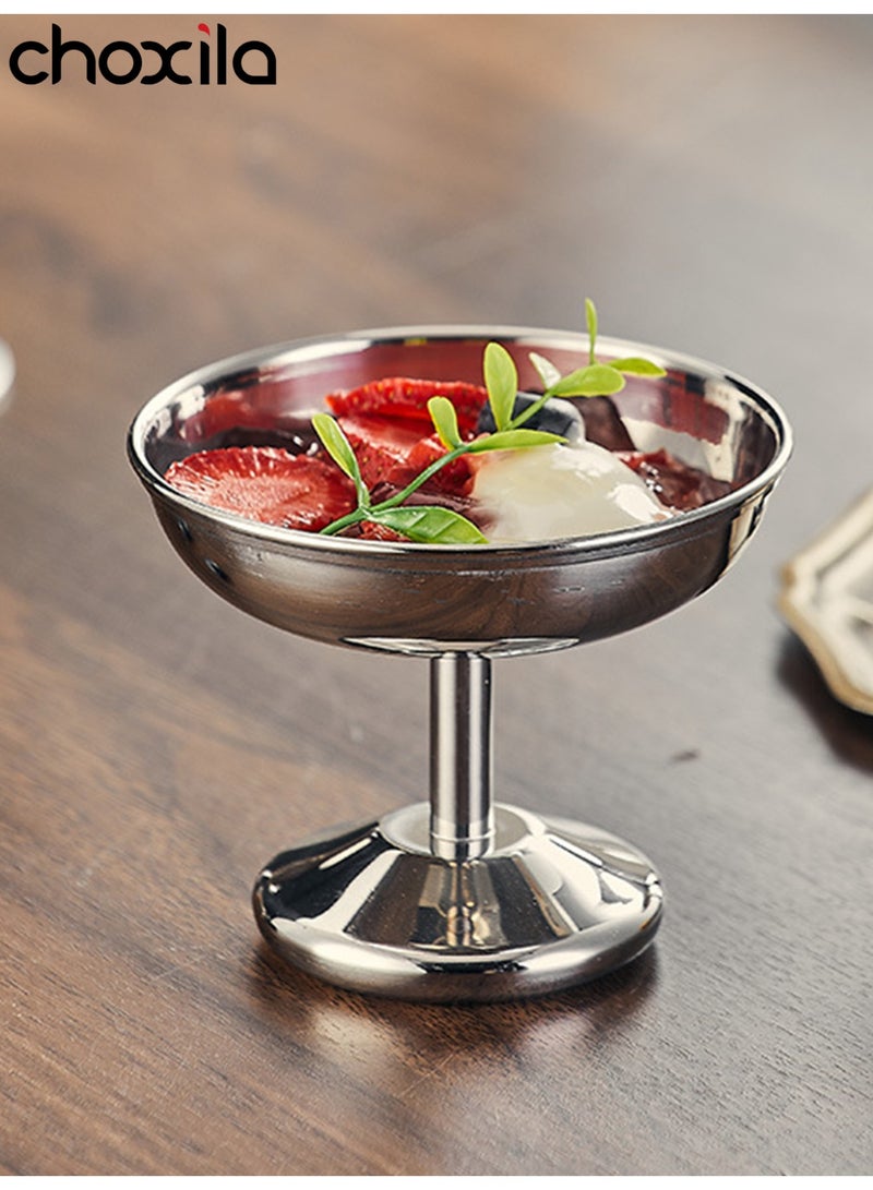 choxila 6pcs Stainless Steel Dessert Cup,High Base Ice Cream Bowl, Metal Small Footed Sundae Plate Bowls Holder Party Favors for Candy Jelly Fruit Pudding Snacks - Image 5