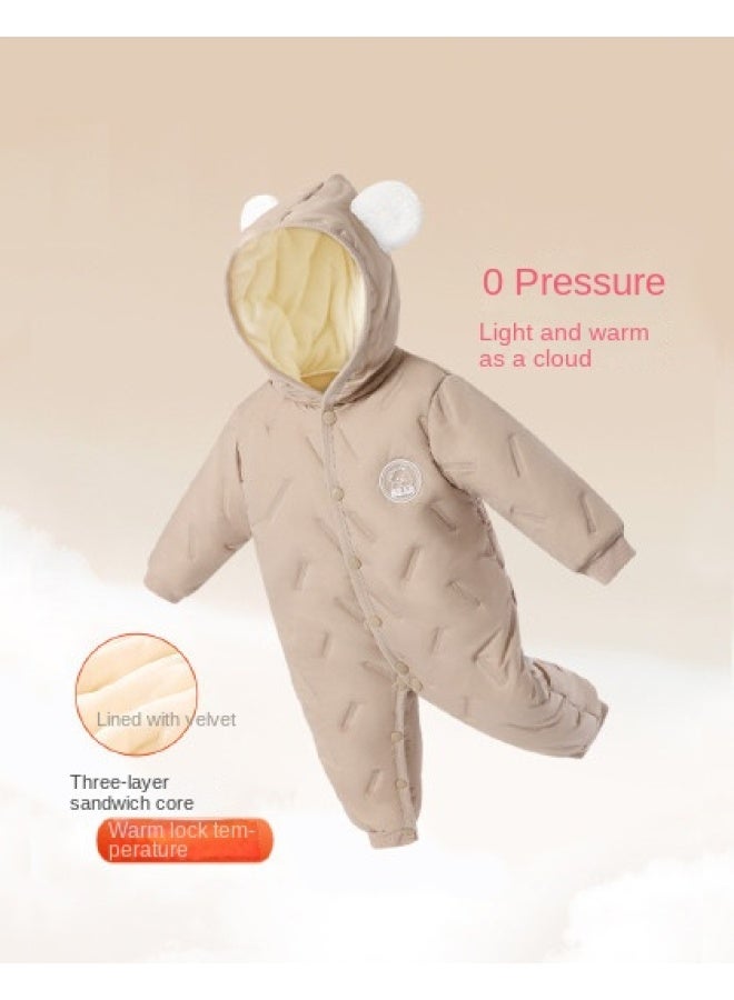 DEESHA Three-layer Cotton Padding】baby Bodysuits For Autumn And Winter, Newborn Clothes, Full-month Cotton Outfits, Baby's 100-day Celebration Outfits, Crawler Suits - Image 1