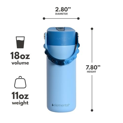 Elemental Insulated Kids Water Bottle Stainless Steel Water Bottle with Straw Lid PopIt Handle LeakProof Water Bottles for School Boys or Girls Travelling and Sports 18oz Ocean Tie Dye - Image 3
