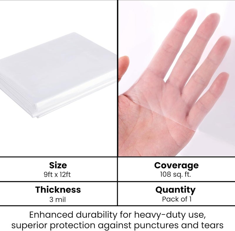 VICMORE Heavy-Duty Plastic Drop Cloth - Water & Dustproof, Odorless Plastic Sheet for Painting, Renovations, DIY Projects - Strong Paint Tarp with 3mil Thickness - Floor Covering & Dust Cover - 9’x12 - Image 3