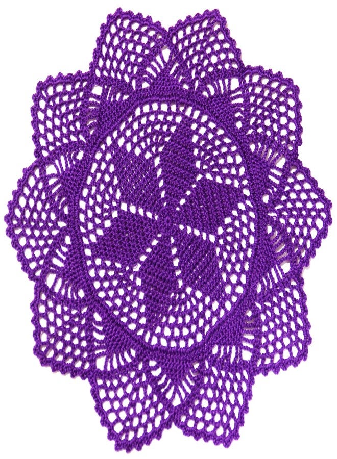 BIBITIME Anniversary Mother's Day Crochet Beautiful Flower Lace Doilies Handmade Wedding Placemats Flowers Vase Mats Kitchen Table Doily (10 in to 12 in,1PC, 01Style-Purple) - Image 1
