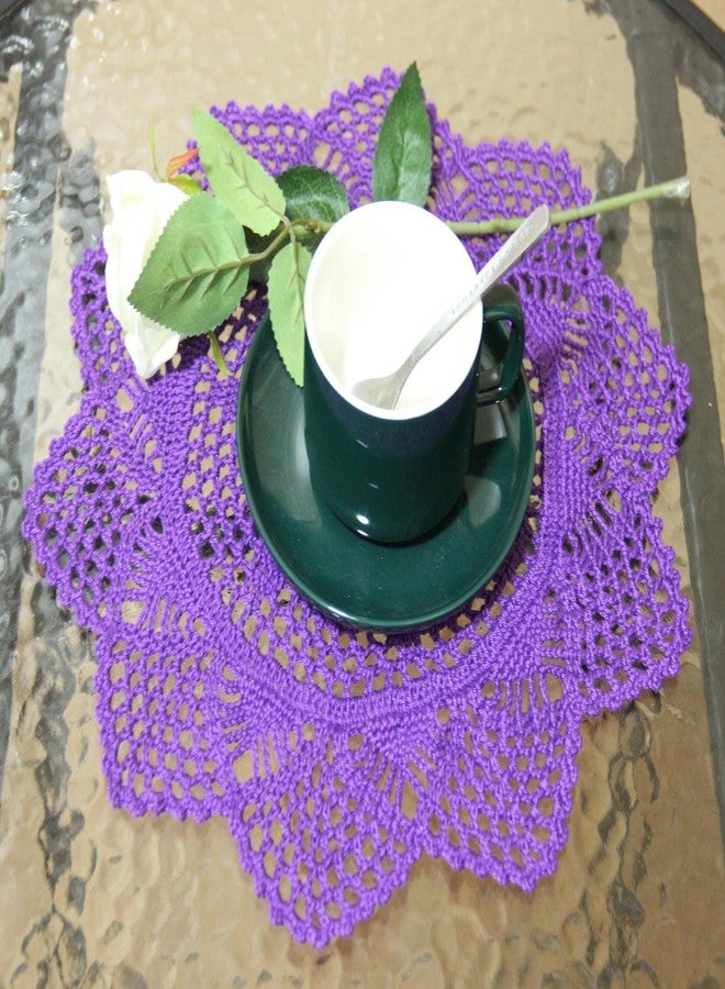 BIBITIME Anniversary Mother's Day Crochet Beautiful Flower Lace Doilies Handmade Wedding Placemats Flowers Vase Mats Kitchen Table Doily (10 in to 12 in,1PC, 01Style-Purple) - Image 3