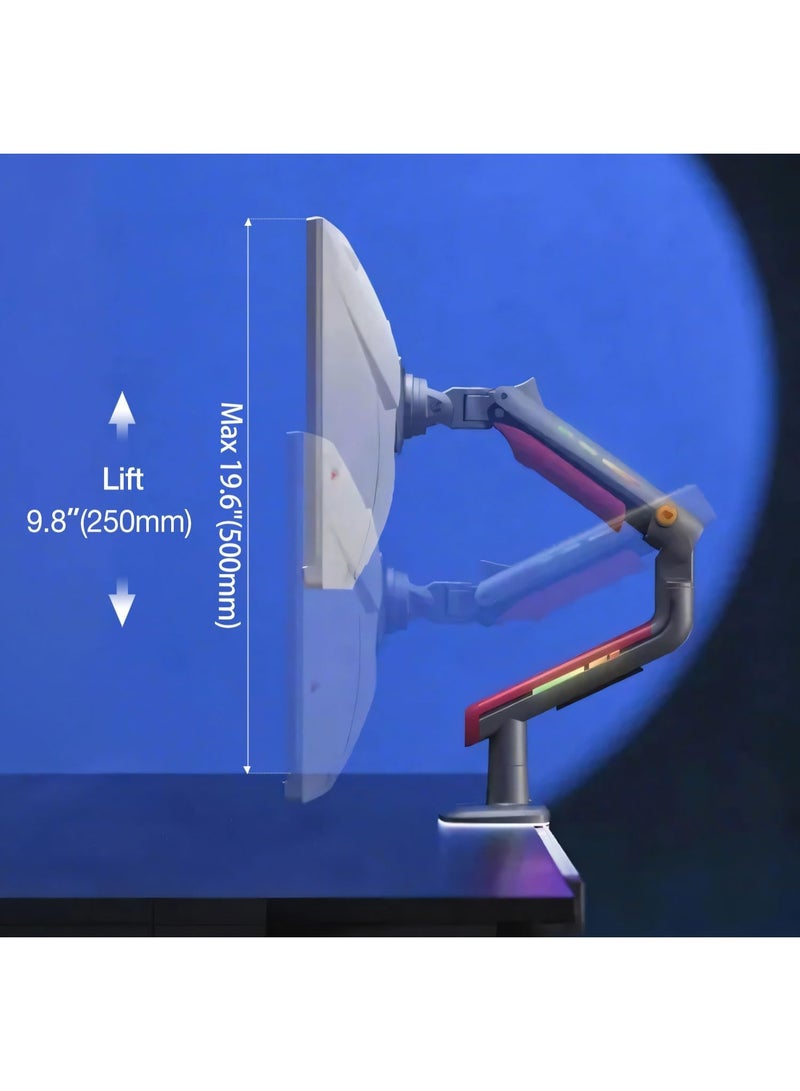 NB NORTH BAYOU Exclusive NB Ergonomic Gaming Monitor Stand – 360° Swivel with Gas Spring Arm & Built-in RGB Lighting – Supports 32-60 Inch Screens, 2-20 kg Load - Image 3