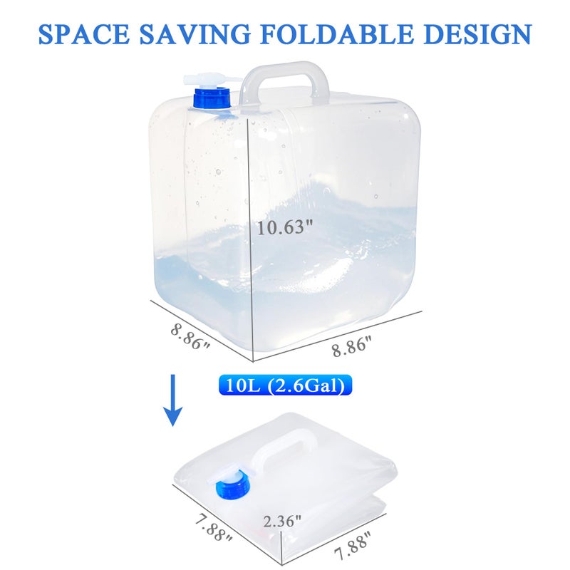 Cosell Collapsible Water Container with Spigot & Hook, BPA Free Water Jug, Foldable Carrier Bucket, Water Storage Container for Camping Hiking Survival Kit, 2-Pack (10L/2.6 Gallon) - Image 2