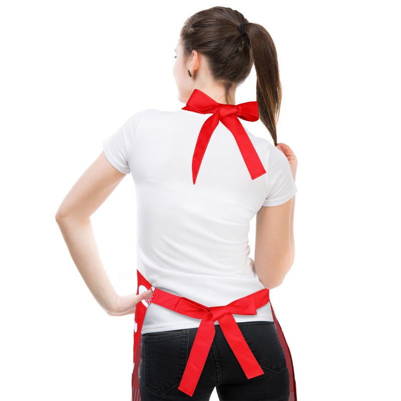 ADXCO 2 Pieces Valentine's Day Heart Aprons Adjustable Valentine Kitchen Baking Apron with Heart Pocket for Women Girls - Image 5