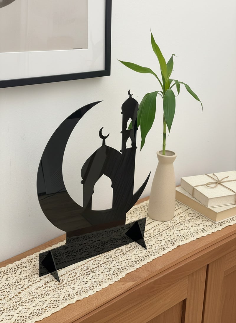 لوحة ستاند ديكور من الأكريليك بشكل هلال رمضان مع تصميم إسلامي - Image 5