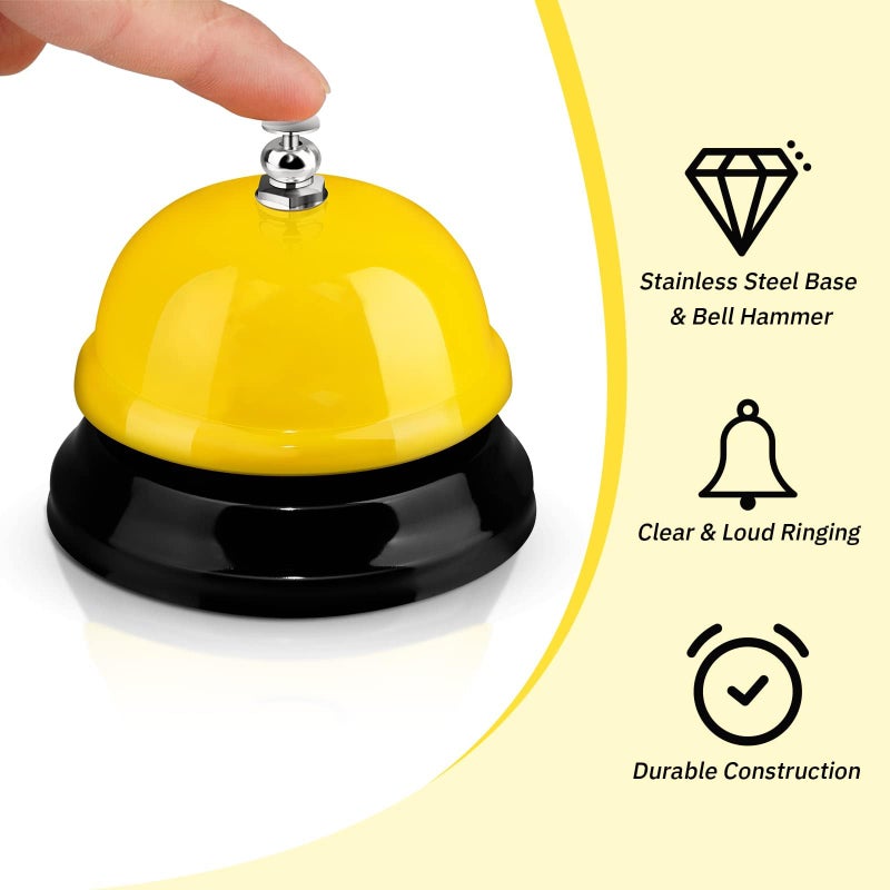KASTWAVE Call Bells, Game Call Bell, with Environmental Protection Paint Anti-rust Coating, 3 Inch Counter Bell, for Calling Customer Service, Desk Bell, Restaurant Games, Hotel Bell or Dinner Bell (4 Colors) - Image 2