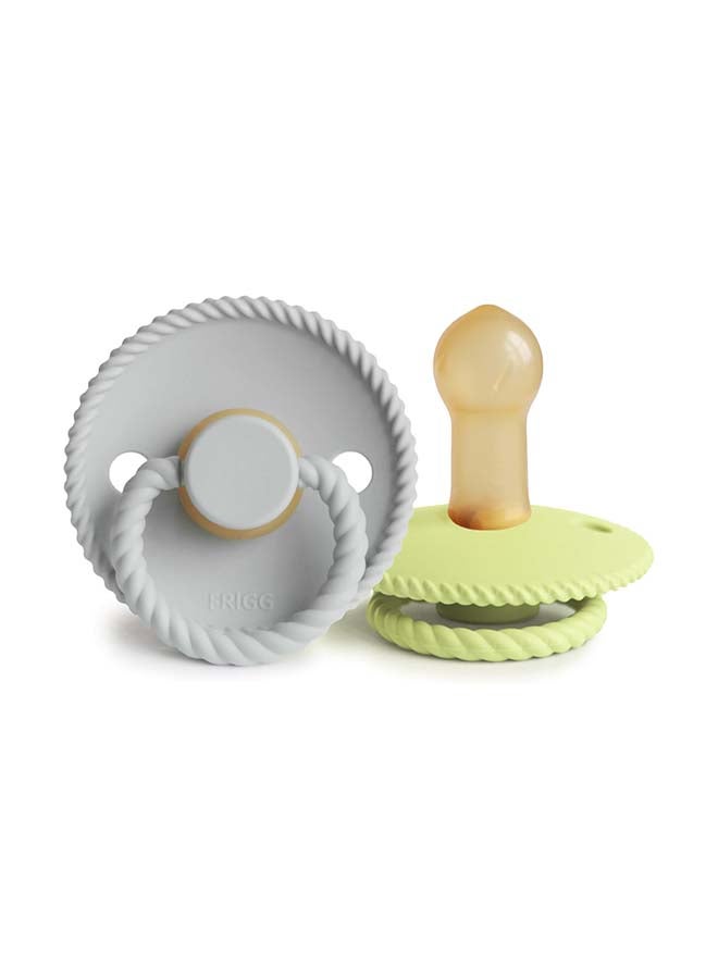 FRIGG Rope Latex Baby Pacifier 6-18M 2-Pack Silver Gray/Green Tea - Size 2