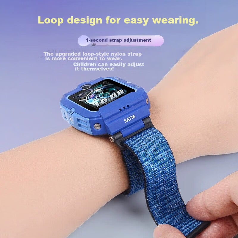 JD Jing Zao Iboann Nylon Loop Replacement Strap for Huawei Children's Watch 4X And Huawei 5 Pro Kids Watch, Braided Strap with Removal Tool, Nebula Blue - Image 3