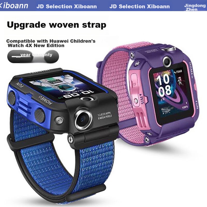 JD Jing Zao Iboann Nylon Loop Replacement Strap for Huawei Children's Watch 4X And Huawei 5 Pro Kids Watch, Braided Strap with Removal Tool, Nebula Blue - Image 2