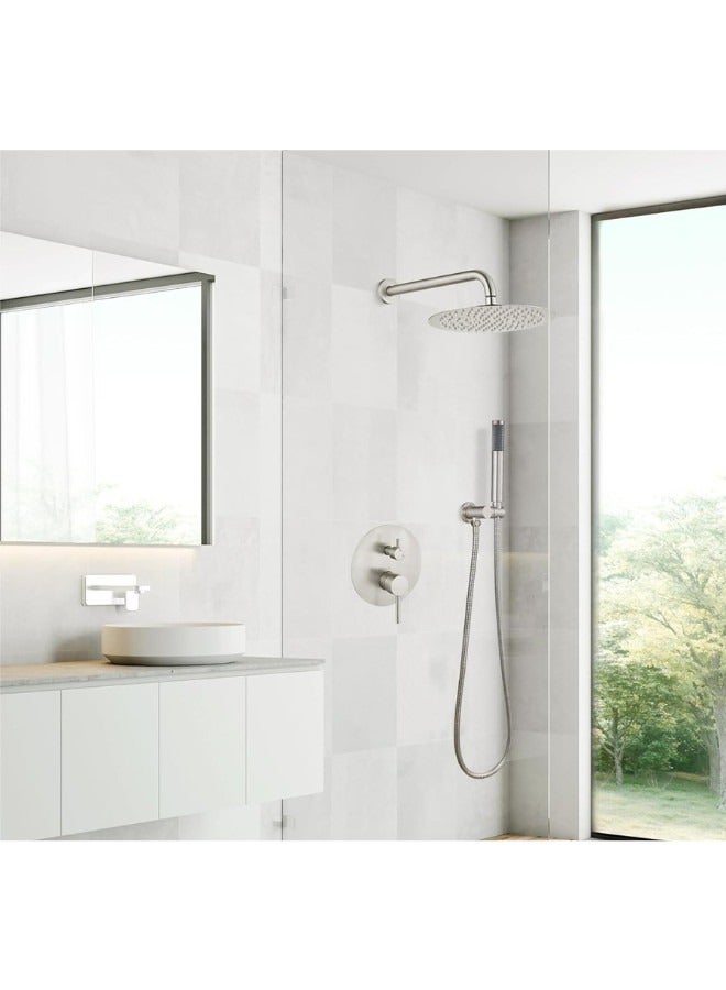 Brushed Nickel Wall Mount Concealed Shower Faucet Mixer Kit 2 Functions - Image 5