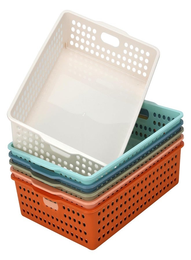 LYHLYA 6-Pack Stackable Paper Trays with Handles, Modern Desktop Organizer for A4 Documents, Homework Turn-In Bins for Classroom & Office Use - Image 1