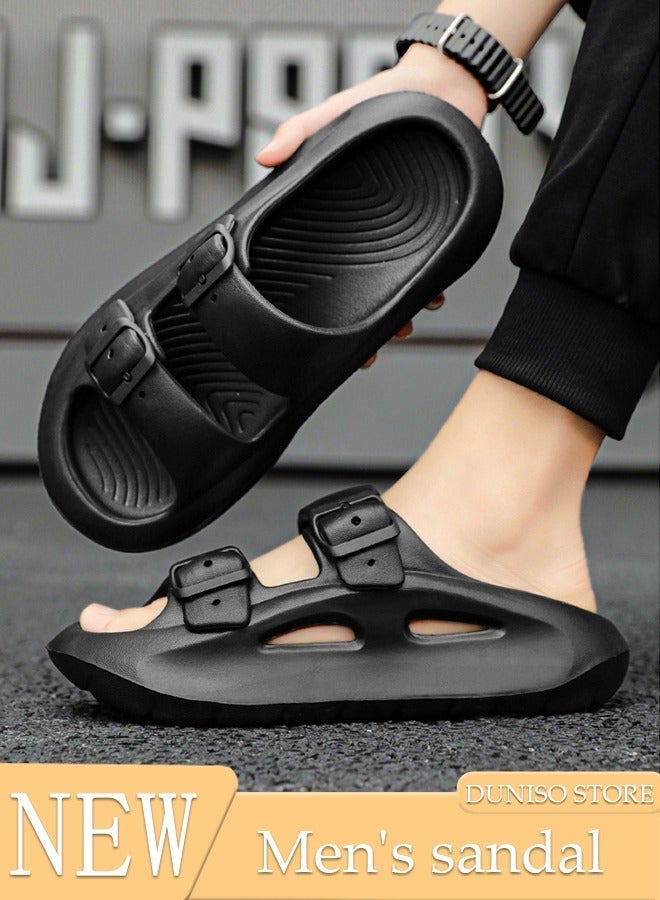 DUNISO Men's slippers Summer Sandals Lightweight Slide Sandal with Non-slip Soles Thick Sole Beach Slipper Breathable Slip-on Sandal House Flat Slipper for Indoor and Outdoor - Image 1
