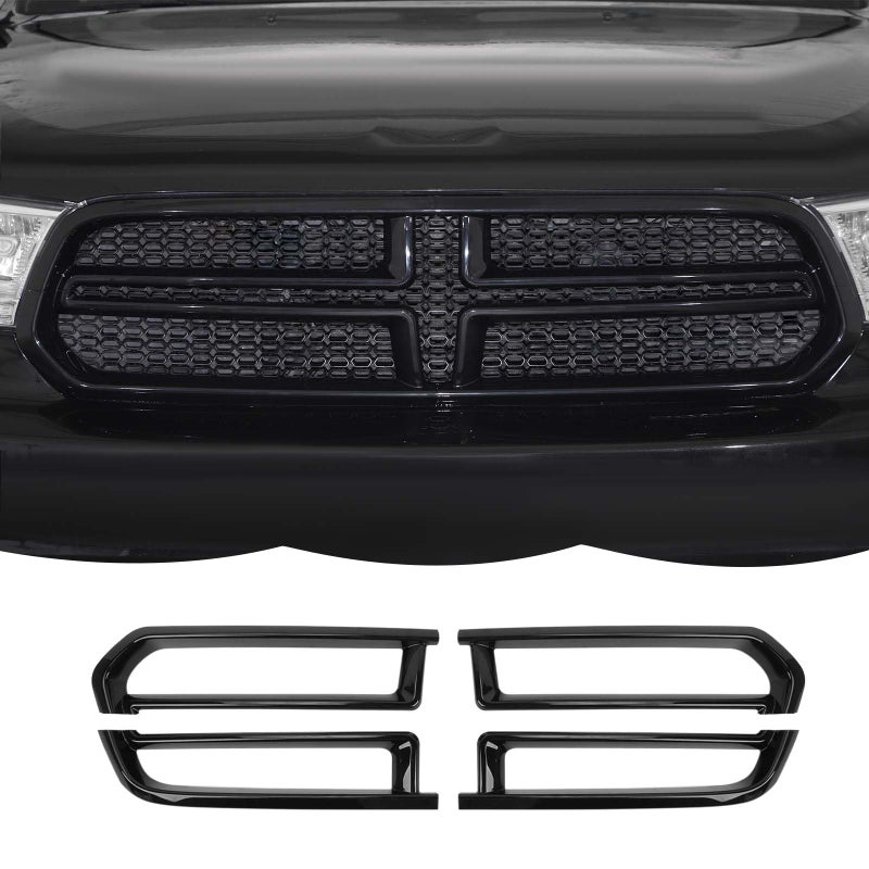 Front Grille Inserts Trim Cover Grill Frame Decoration Exterior Accessories Compatible with Dodge Durango 20142020Black